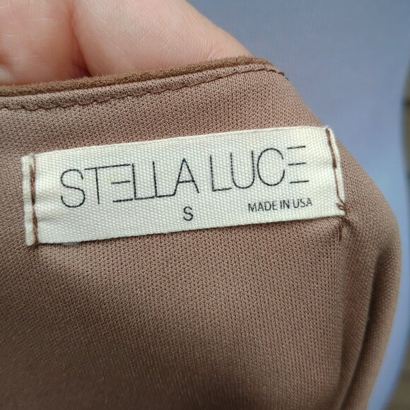 Stella Luce Brown Cami Blouse Layered Faux Suede Look Racerback Solid - Picture 11 of 12